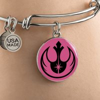 Load image into Gallery viewer, Designs by MyUtopia Shout Out:I am a Rebel Jedi Charm and Wire Bracelet
