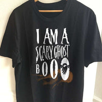 Load image into Gallery viewer, Designs by MyUtopia Shout Out:I Am A Scary Ghost Adult Unisex Cotton Short Sleeve T-Shirt,S / Black,Adult Unisex T-Shirt
