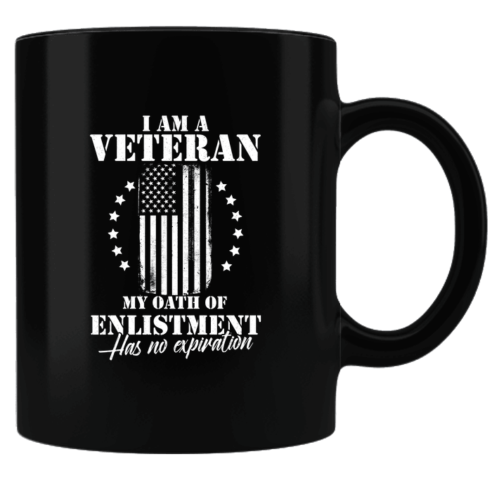 Designs by MyUtopia Shout Out:I Am A Veteran My Oath of Enlistment does not Expire  Black Ceramic Coffee Mug,Black,Ceramic Coffee Mug
