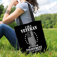 Load image into Gallery viewer, Designs by MyUtopia Shout Out:I Am A Veteran My Oath of Enlistment does not Expire Fabric Totebag Reusable Shopping Tote
