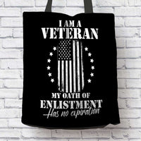Load image into Gallery viewer, Designs by MyUtopia Shout Out:I Am A Veteran My Oath of Enlistment does not Expire Fabric Totebag Reusable Shopping Tote
