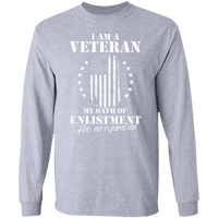 Load image into Gallery viewer, Designs by MyUtopia Shout Out:I Am A Veteran My Oath of Enlistment does not Expire Long Sleeve Ultra Cotton T-Shirt,Sport Grey / S,Long Sleeve T-Shirts
