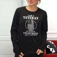 Load image into Gallery viewer, Designs by MyUtopia Shout Out:I Am A Veteran My Oath of Enlistment does not Expire Long Sleeve Ultra Cotton T-Shirt
