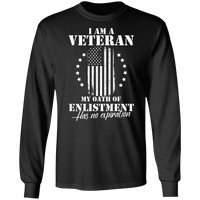 Load image into Gallery viewer, Designs by MyUtopia Shout Out:I Am A Veteran My Oath of Enlistment does not Expire Long Sleeve Ultra Cotton T-Shirt,Black / S,Long Sleeve T-Shirts
