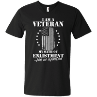 Load image into Gallery viewer, Designs by MyUtopia Shout Out:I Am A Veteran My Oath of Enlistment does not Expire Men&#39;s Printed V-Neck T-Shirt,Black / S,Adult Unisex Vneck Tee
