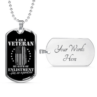Load image into Gallery viewer, Designs by MyUtopia Shout Out:I Am A Veteran My Oath of Enlistment does not Expire Personalized Engravable Keepsake Dog Tag Necklace,Silver / Yes,Dog Tag Necklace
