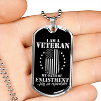 Load image into Gallery viewer, Designs by MyUtopia Shout Out:I Am A Veteran My Oath of Enlistment does not Expire Personalized Engravable Keepsake Dog Tag Necklace
