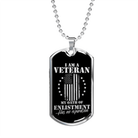 Load image into Gallery viewer, Designs by MyUtopia Shout Out:I Am A Veteran My Oath of Enlistment does not Expire Personalized Engravable Keepsake Dog Tag Necklace,Silver / No,Dog Tag Necklace

