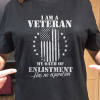 Load image into Gallery viewer, Designs by MyUtopia Shout Out:I Am A Veteran My Oath of Enlistment does not Expire Unisex T-Shirt
