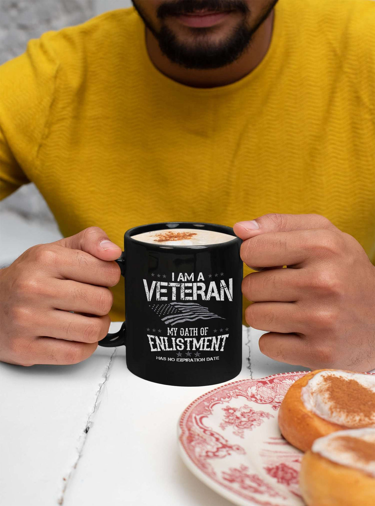 Designs by MyUtopia Shout Out:I Am A Veteran My Oath of Enlistment Has No Expiration Ceramic Coffee Mug