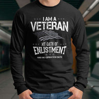 Load image into Gallery viewer, Designs by MyUtopia Shout Out:I Am A Veteran My Oath of Enlistment Has No Expiration Long Sleeve Ultra Cotton T-Shirt
