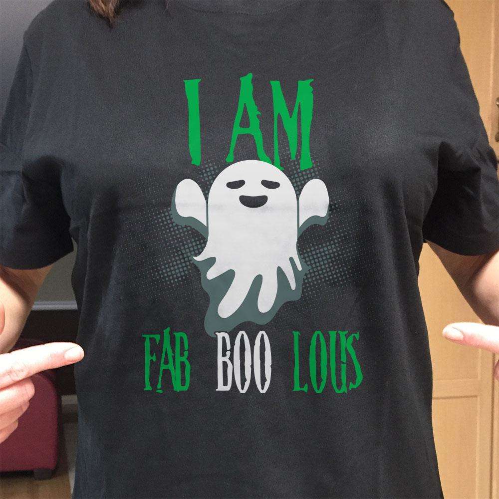 Designs by MyUtopia Shout Out:I am Fab Boo Lous Ghost Adult Unisex Cotton Short Sleeve T-Shirt