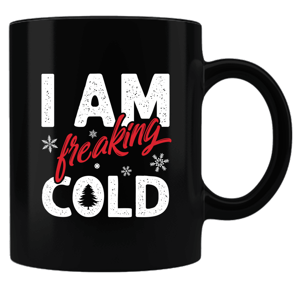 Designs by MyUtopia Shout Out:I Am Freaking Cold Ceramic Black Coffee Mug,Default Title,Ceramic Coffee Mug