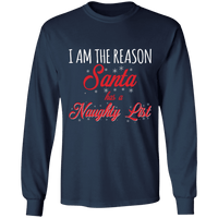 Load image into Gallery viewer, Designs by MyUtopia Shout Out:I am the Reason Santa has a Naughty List - Ultra Cotton Long Sleeve T-Shirt,Navy / S,Long Sleeve T-Shirts

