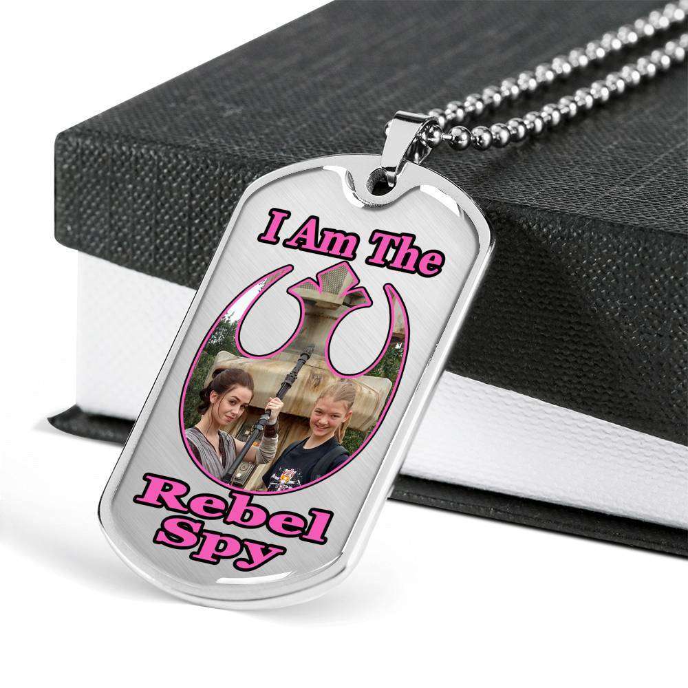 Designs by MyUtopia Shout Out:I Am The Rebel Spy Dog Tag (C),Military Chain (Silver) / No,Dog Tag Necklace