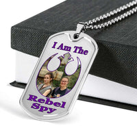 Load image into Gallery viewer, Designs by MyUtopia Shout Out:I Am The Rebel Spy Dog Tag (J),Military Chain (Silver) / No,Dog Tag Necklace
