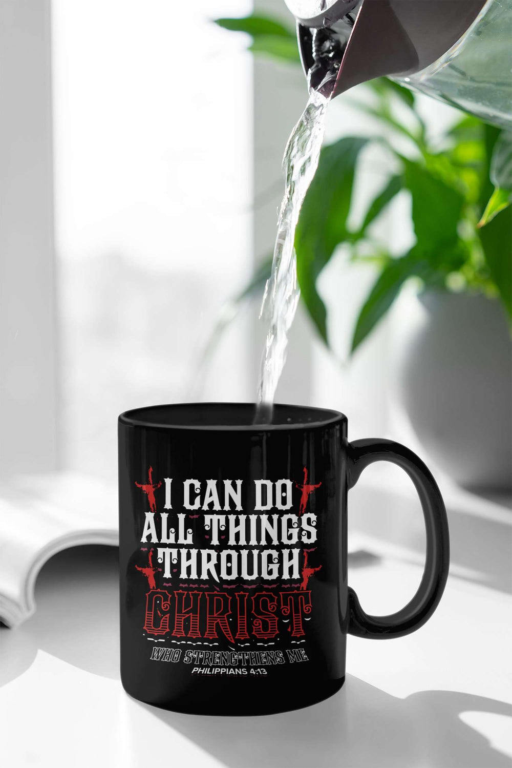 Designs by MyUtopia Shout Out:I Can Do All Things Through Christ Ceramic Coffee Mug - Black,11 oz / Black,Ceramic Coffee Mug