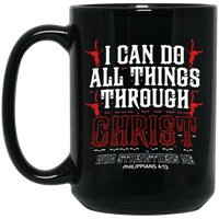 Load image into Gallery viewer, Designs by MyUtopia Shout Out:I Can Do All Things Through Christ Ceramic Coffee Mug - Black,15 oz / Black,Ceramic Coffee Mug
