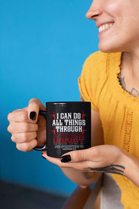 Load image into Gallery viewer, Designs by MyUtopia Shout Out:I Can Do All Things Through Christ Ceramic Coffee Mug - Black
