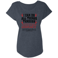 Load image into Gallery viewer, Designs by MyUtopia Shout Out:I Can Do All Things Through Christ Ladies&#39; Tri-blend Dolman Sleeve,Vintage Navy / X-Small,Ladies T-Shirts

