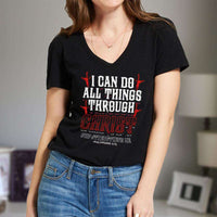 Load image into Gallery viewer, Designs by MyUtopia Shout Out:I Can Do All Things Through Christ Ladies&#39; V-Neck T-Shirt,Black / S,Ladies T-Shirts
