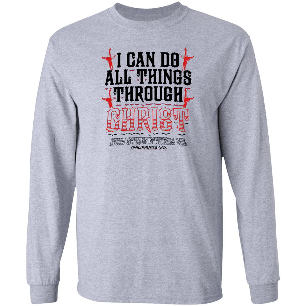 Designs by MyUtopia Shout Out:I Can Do All Things Through Christ Long Sleeve Ultra Cotton Unisex T-Shirt,S / Sport Grey,Long Sleeve T-Shirts