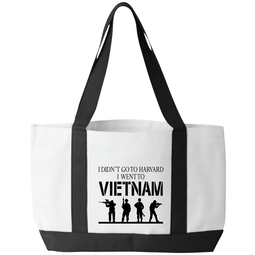 Designs by MyUtopia Shout Out:I Didn't Go To Harvard, I Went To Vietnam Canvas Totebag Gym / Beach / Pool Gear Bag,White,Gym Totebag