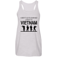 Load image into Gallery viewer, Designs by MyUtopia Shout Out:I Didn&#39;t Go To Harvard, I Went To Vietnam Ladies Flowy Racer-back Tank Top,Vintage White / X-Small,Tank Tops
