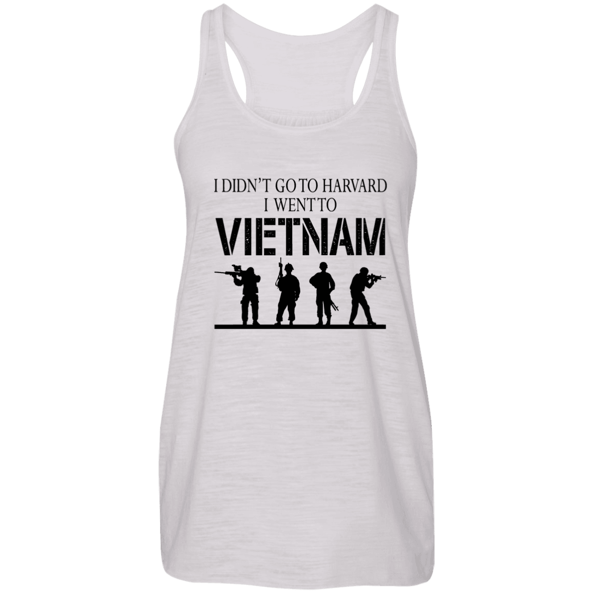 Designs by MyUtopia Shout Out:I Didn't Go To Harvard, I Went To Vietnam Ladies Flowy Racer-back Tank Top,Vintage White / X-Small,Tank Tops