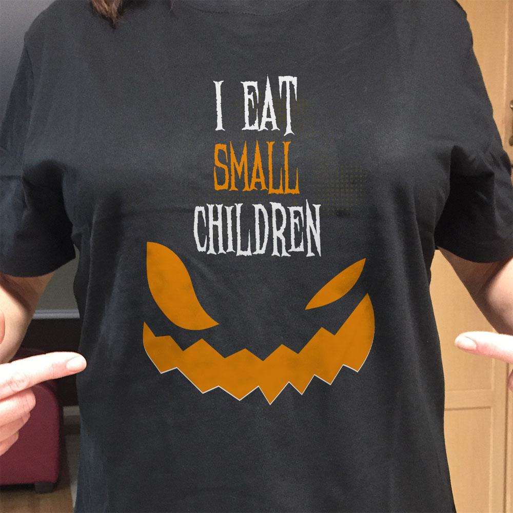 Designs by MyUtopia Shout Out:I Eat Small Children Adult Unisex Cotton Short Sleeve T-Shirt