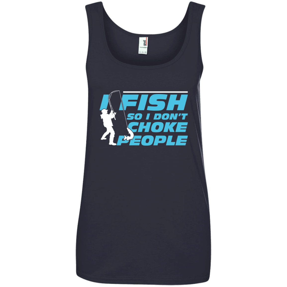 Designs by MyUtopia Shout Out:I Fish so I don't Choke People 100% Ring spun Cotton Ladies Tank Top,Navy / S,Tank Tops