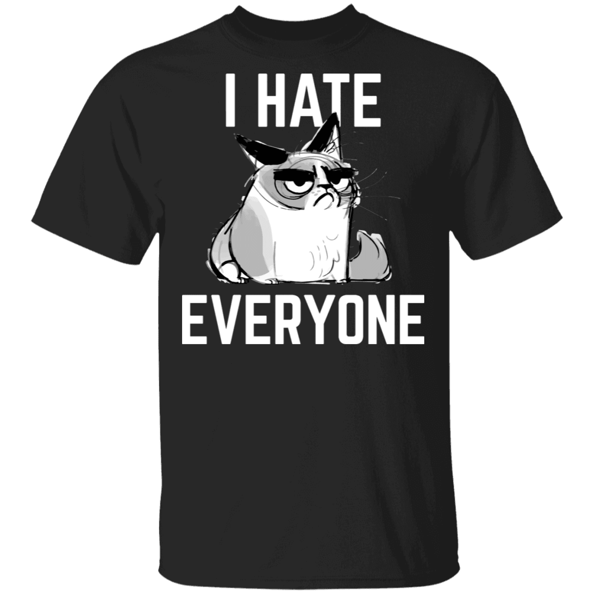 Designs by MyUtopia Shout Out:I Hate Everyone Inspired by Grumpy Cat 100% cotton Unisex T-Shirt Special Offer,Black / S,Adult Unisex T-Shirt