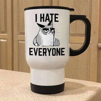 Load image into Gallery viewer, Designs by MyUtopia Shout Out:I Hate Everyone Inspired by Grumpy Cat 14 oz Stainless Steel Travel Mug
