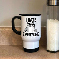 Load image into Gallery viewer, Designs by MyUtopia Shout Out:I Hate Everyone Inspired by Grumpy Cat 14 oz Stainless Steel Travel Mug
