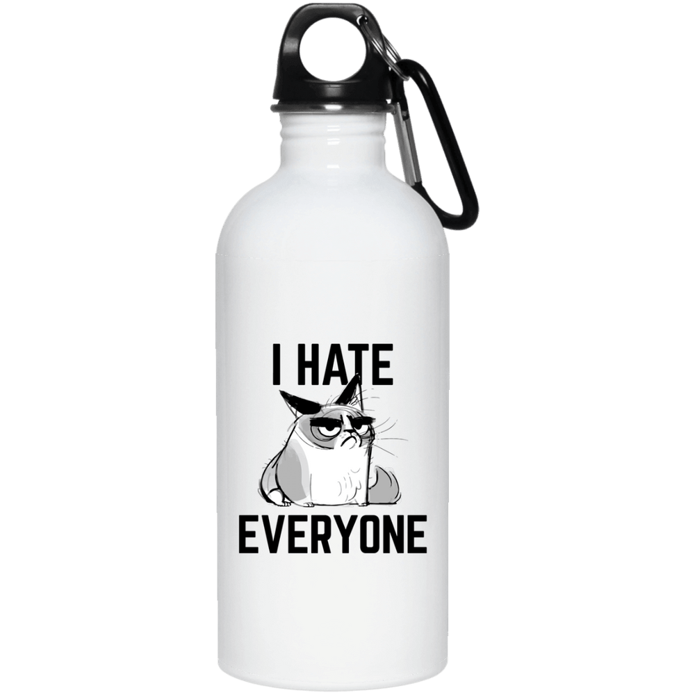 Designs by MyUtopia Shout Out:I Hate Everyone Inspired by Grumpy Cat 20 oz Stainless Steel Water Bottle,White / 20 oz,Water Bottles