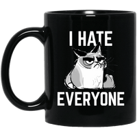 Load image into Gallery viewer, Designs by MyUtopia Shout Out:I Hate Everyone Inspired by Grumpy Cat Ceramic Coffee Mug - Black,11 oz / Black,Ceramic Coffee Mug
