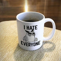Load image into Gallery viewer, Designs by MyUtopia Shout Out:I Hate Everyone Inspired by Grumpy Cat Ceramic Coffee Mug - White
