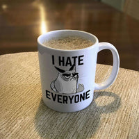 Load image into Gallery viewer, Designs by MyUtopia Shout Out:I Hate Everyone Inspired by Grumpy Cat Ceramic Coffee Mug - White
