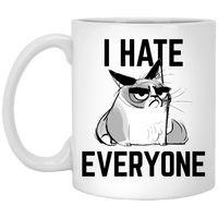 Load image into Gallery viewer, Designs by MyUtopia Shout Out:I Hate Everyone Inspired by Grumpy Cat Ceramic Coffee Mug - White,11 oz / White,Ceramic Coffee Mug
