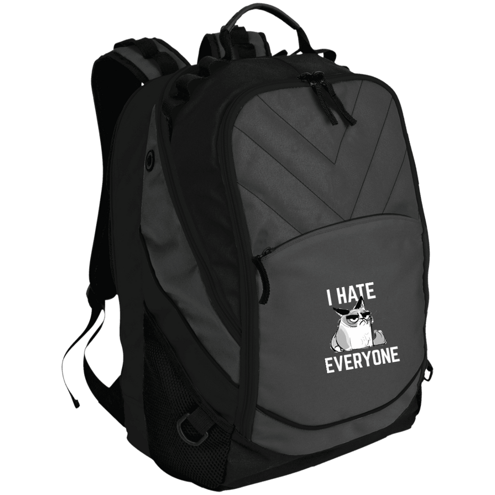 Designs by MyUtopia Shout Out:I Hate Everyone Inspired by Grumpy Cat Embroidered  Laptop Computer Backpack,Dark Charcoal/Black / One Size,Backpacks