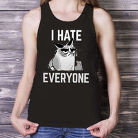 Load image into Gallery viewer, Designs by MyUtopia Shout Out:I Hate Everyone Inspired by Grumpy Cat Flowy Racer-back Tank Top
