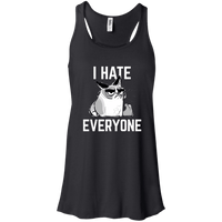 Load image into Gallery viewer, Designs by MyUtopia Shout Out:I Hate Everyone Inspired by Grumpy Cat Flowy Racer-back Tank Top,X-Small / Black,Tank Tops
