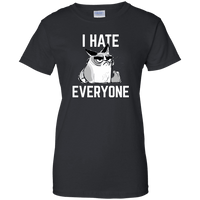 Load image into Gallery viewer, Designs by MyUtopia Shout Out:I Hate Everyone Inspired by Grumpy Cat Ladies&#39; 100% Cotton T-Shirt,X-Small / Black,Ladies T-Shirts
