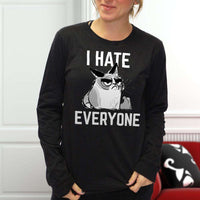 Load image into Gallery viewer, Designs by MyUtopia Shout Out:I Hate Everyone Inspired by Grumpy Cat Ultra Cotton Long Sleeve Unisex T-Shirt
