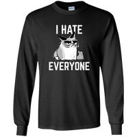 Load image into Gallery viewer, Designs by MyUtopia Shout Out:I Hate Everyone Inspired by Grumpy Cat Ultra Cotton Long Sleeve Unisex T-Shirt,S / Black,Long Sleeve T-Shirts
