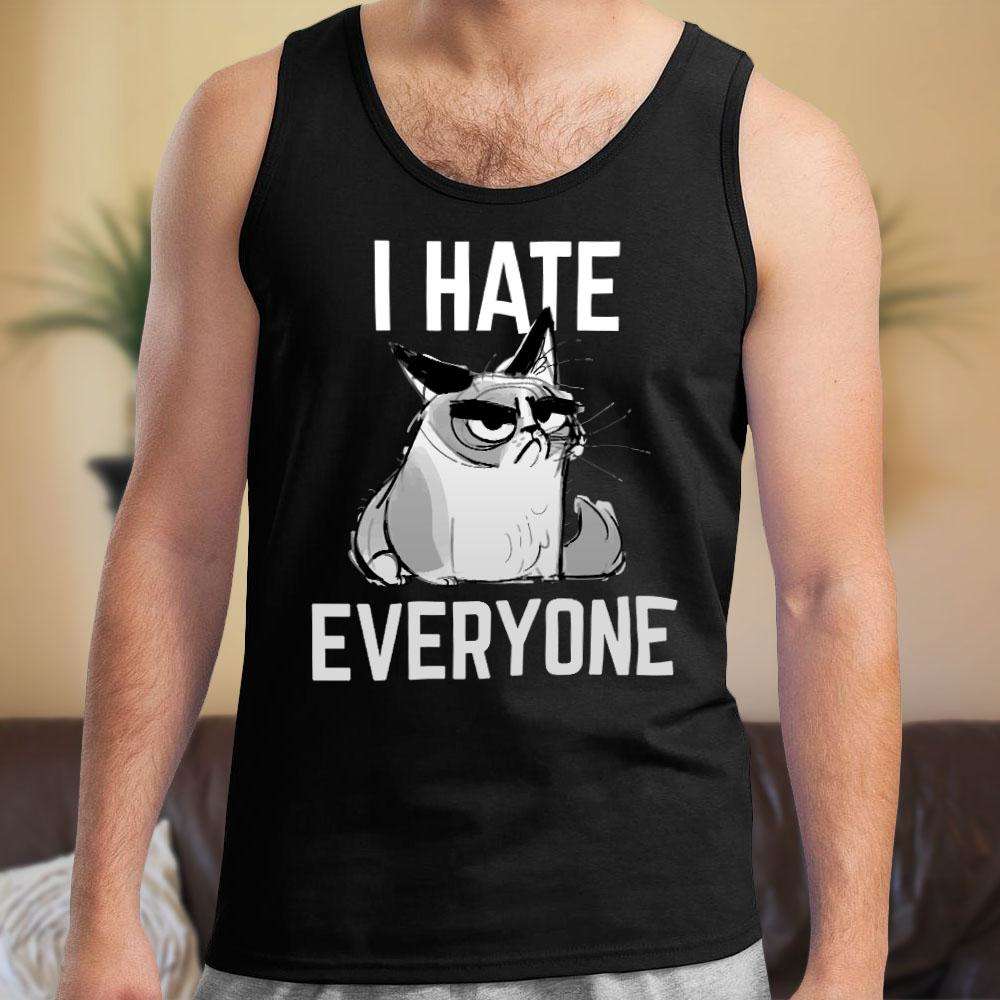 Designs by MyUtopia Shout Out:I Hate Everyone Inspired by Grumpy Cat Unisex Tank Top