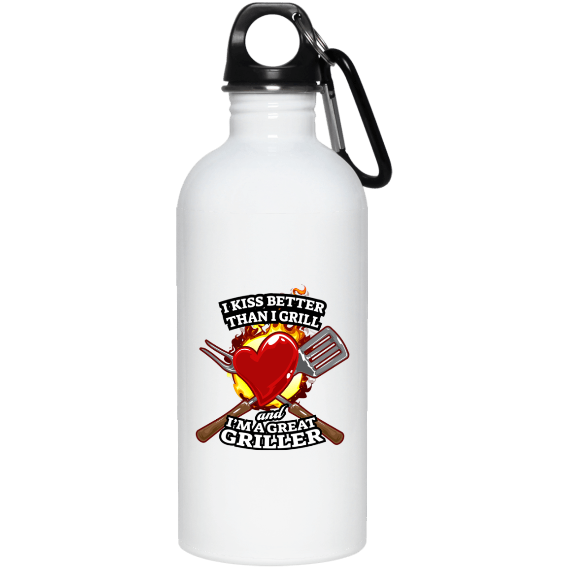 Designs by MyUtopia Shout Out:I Kiss Better than I Grill Stainless Steel Water Bottle,White / One Size,Water Bottles