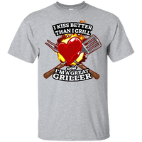 Load image into Gallery viewer, Designs by MyUtopia Shout Out:I Kiss Better Than I Grill  Ultra Cotton T-Shirt,Sport Grey / S,Adult Unisex T-Shirt
