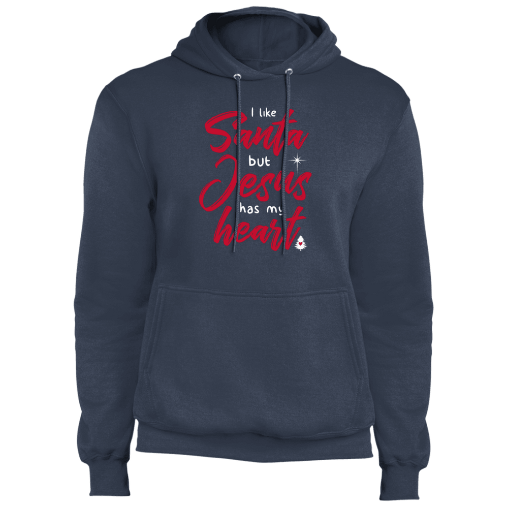 Designs by MyUtopia Shout Out:I Like Santa but Jesus Has My Heart - Core Fleece Unisex Pullover Hoodie,Navy / S,Sweatshirts