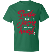 Load image into Gallery viewer, Designs by MyUtopia Shout Out:I Like Santa but Jesus Has My Heart - Lightweight T-Shirt,Kelly Green / S,Adult Unisex T-Shirt
